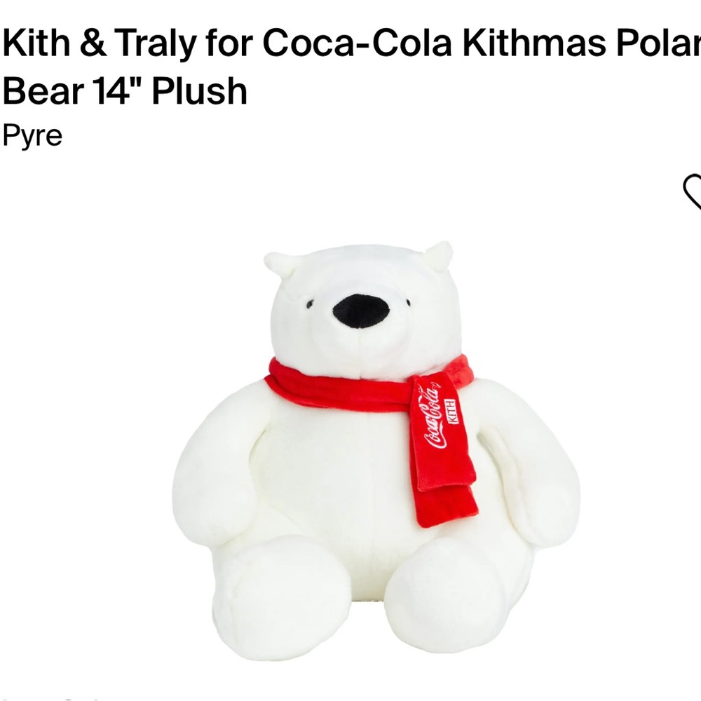NWT official KITH kithmas Coke a cola 14” plush polar bear